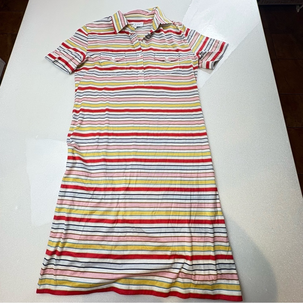 Paul & Joe Paris Colorful Striped Shirt Dress Collared short sleeve 100% Cotton